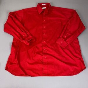 Modena Dress Shirt Men's Size 18.5 36/37 Tall Red Long Sleeve Button Up Solid